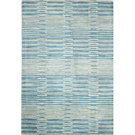 BASHIAN Bashian S185-BL-5X8-ST264 Chelsea Collection Striped Contemporary 100 Percent Wool Hand Tufted Area Rug; Blue - 5 ft. x 7 ft. 6 in. S185-BL-5X8-ST264